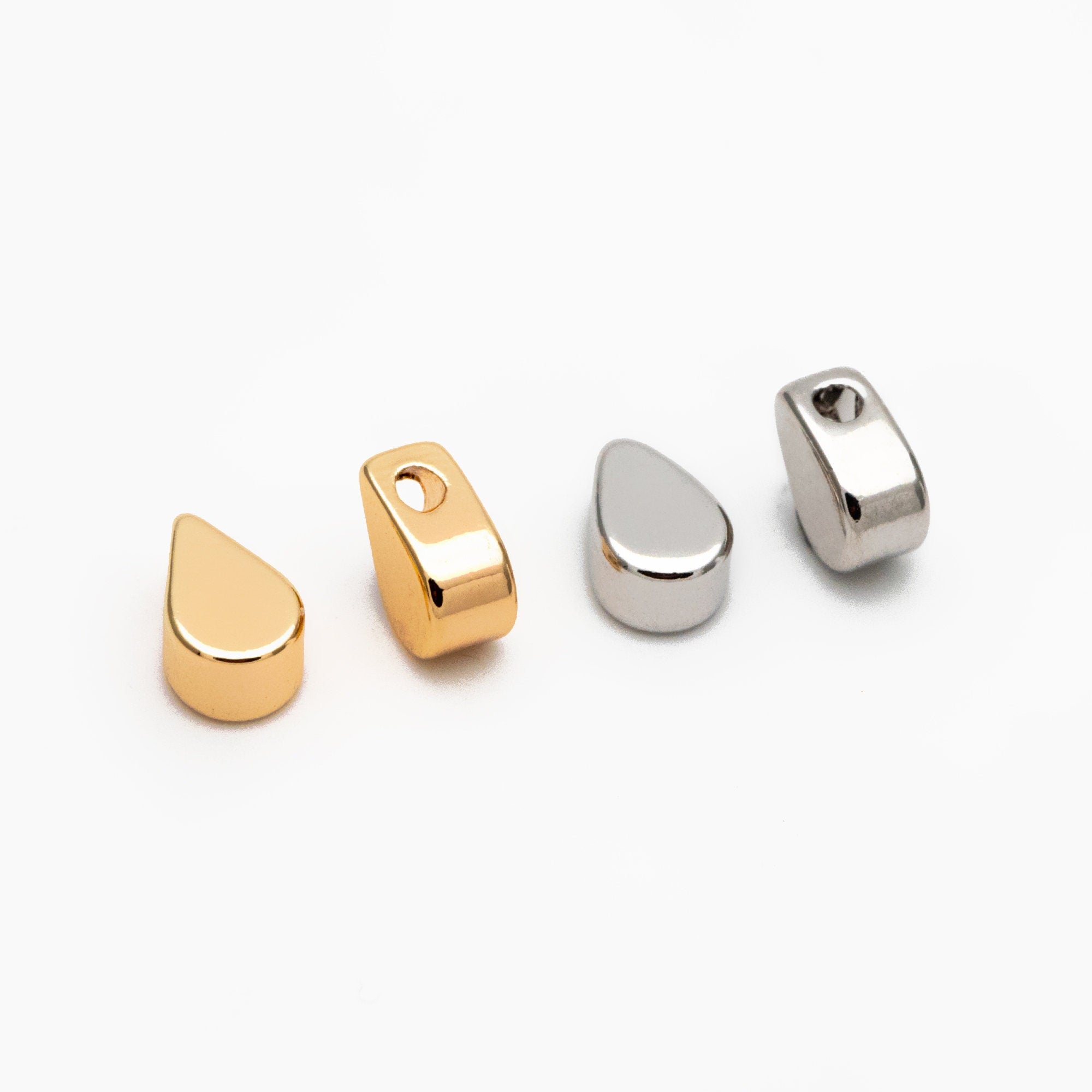 10pcs Mini Gold/ Silver/ Rose Gold Teardrop Charms 6mm, Gold/ Rhodium plated Brass Leaf Beads (GB-088)